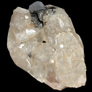 Black Tourmaline on flat-plated clear Calcite matrix from Afghanistan 65.8g in sunlight - Rocks and Things Store