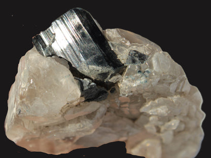 Black Tourmaline on flat-plated clear Calcite matrix from Afghanistan 65.8g Rocks and Things