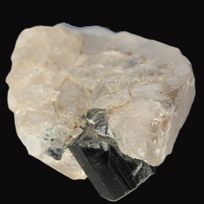 Black Tourmaline on flat-plated clear Calcite matrix from Afghanistan 65.8g Rocks and Things