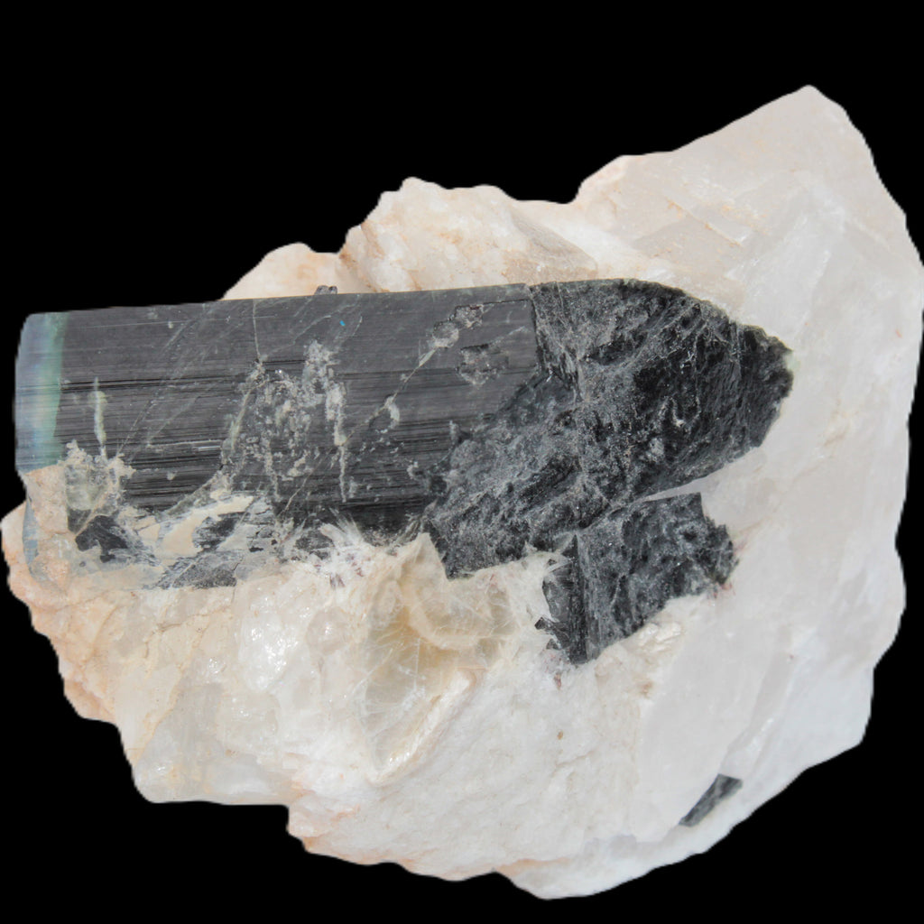Large bi-colour terminated Green Tourmaline, Clear Aquamarine & Lepidolite on Calcite 118.9g Rocks and Things