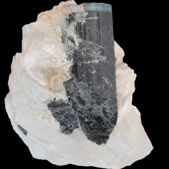 Large bi-colour terminated Green Tourmaline, Clear Aquamarine & Lepidolite on matrix 118.9g in sunlight - Rocks and Things Store