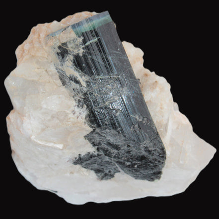 Large bi-colour terminated Green Tourmaline, Clear Aquamarine & Lepidolite on matrix 118.9g in sunlight - Rocks and Things Store