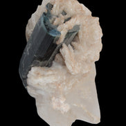 Large bi-colour terminated Green Tourmaline, Clear Aquamarine & Lepidolite on matrix 118.9g in sunlight - Rocks and Things Store