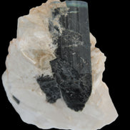 Large bi-colour terminated Green Tourmaline, Clear Aquamarine & Lepidolite on matrix 118.9g in sunlight - Rocks and Things Store