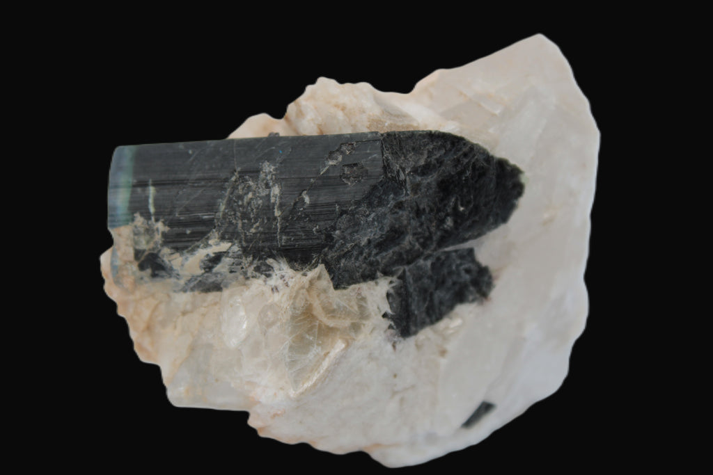 Large bi-colour terminated Green Tourmaline, Clear Aquamarine & Lepidolite on Calcite 118.9g Rocks and Things