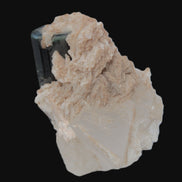 Large bi-colour terminated Green Tourmaline, Clear Aquamarine & Lepidolite on matrix 118.9g in sunlight - Rocks and Things Store