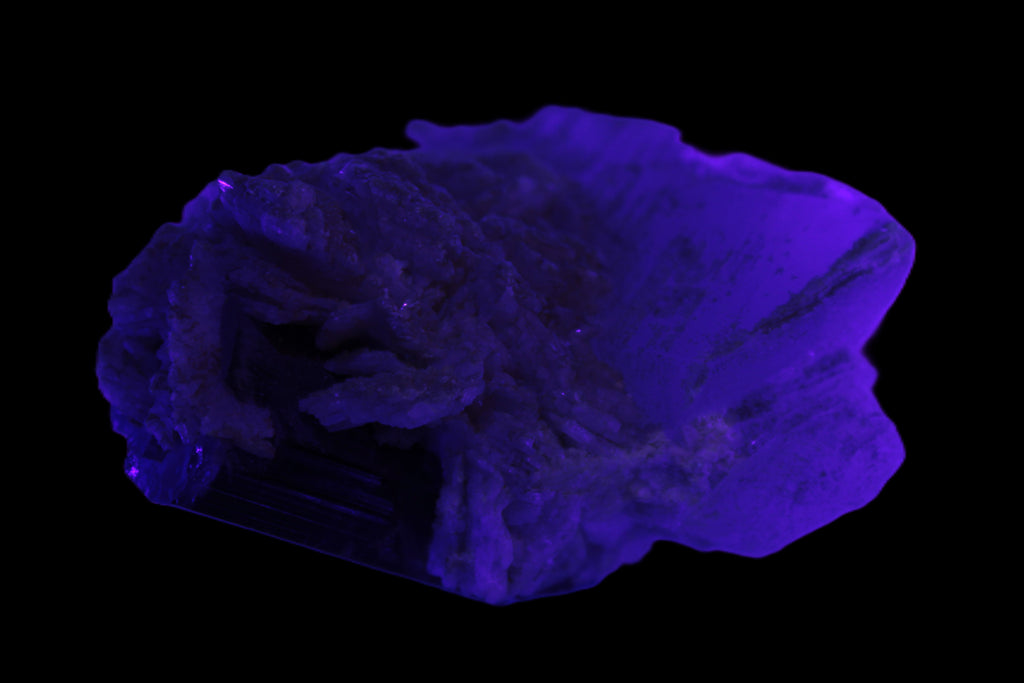 Large bi-colour terminated Green Tourmaline, Clear Aquamarine & Lepidolite on Calcite 118.9g Rocks and Things