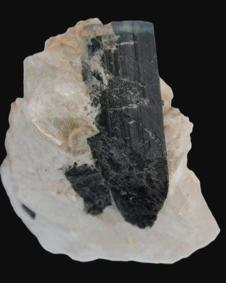 Large bi-colour terminated Green Tourmaline, Clear Aquamarine & Lepidolite on matrix 118.9g in sunlight - Rocks and Things Store