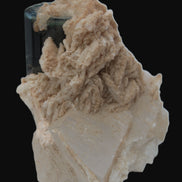 Large bi-colour terminated Green Tourmaline, Clear Aquamarine & Lepidolite on matrix 118.9g in sunlight - Rocks and Things Store