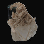 Large bi-colour terminated Green Tourmaline, Clear Aquamarine & Lepidolite on matrix 118.9g in sunlight - Rocks and Things Store