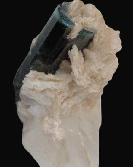 Large bi-colour terminated Green Tourmaline, Clear Aquamarine & Lepidolite on matrix 118.9g in sunlight - Rocks and Things Store