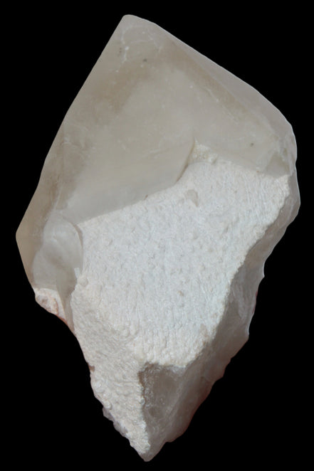 Green Tourmaline crystal on unusual Clear Calcite crystal overgrown dusted Mica layer 144g in sunlight - Rocks and Things Store