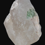 Green Tourmaline crystal on unusual Clear Calcite crystal overgrown dusted Mica layer 144g in sunlight - Rocks and Things Store