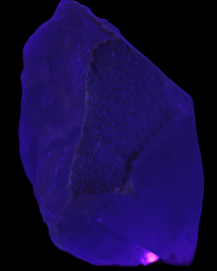 Green Tourmaline crystal on unusual Clear Calcite crystal overgrown dusted Mica layer 144g in UV light - Rocks and Things Store