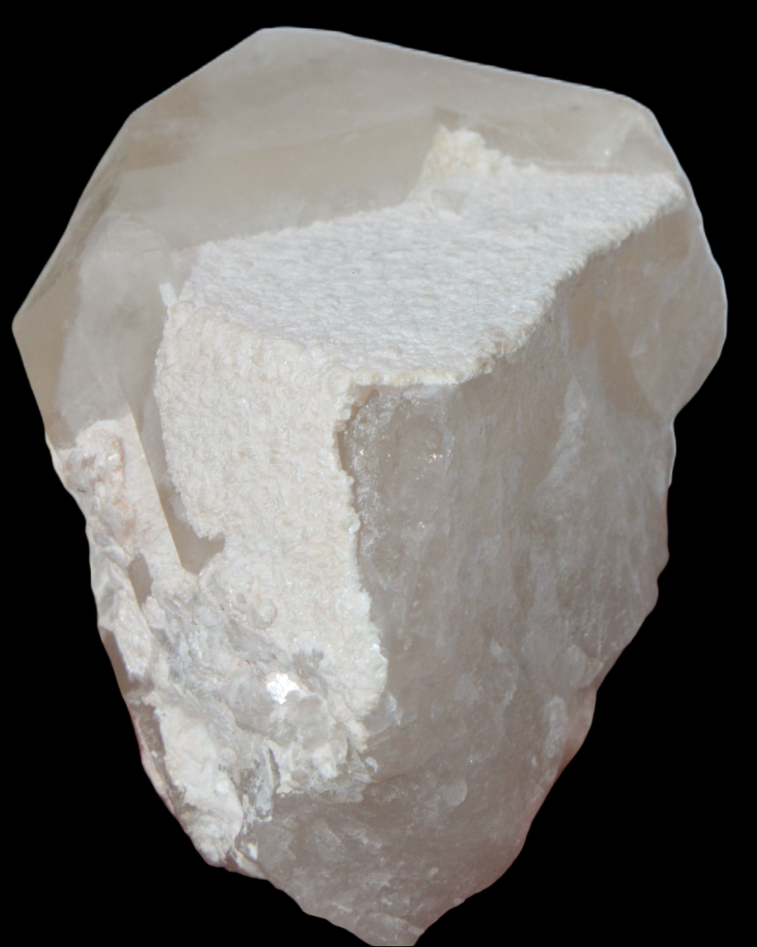 Green Tourmaline crystal on unusual Clear Calcite crystal overgrown dusted Mica layer 144g in sunlight - Rocks and Things Store