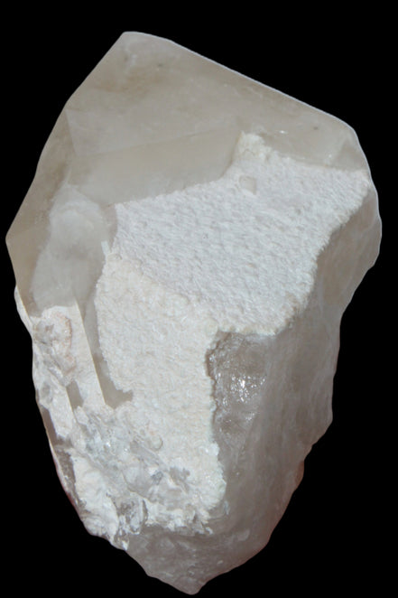 Green Tourmaline crystal on unusual Clear Calcite crystal overgrown dusted Mica layer 144g in sunlight - Rocks and Things Store