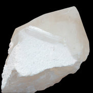 Green Tourmaline crystal on unusual Clear Calcite crystal overgrown dusted Mica layer 144g in sunlight - Rocks and Things Store