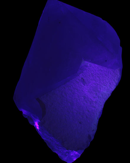Green Tourmaline crystal on unusual Clear Calcite crystal overgrown dusted Mica layer 144g in UV light - Rocks and Things Store