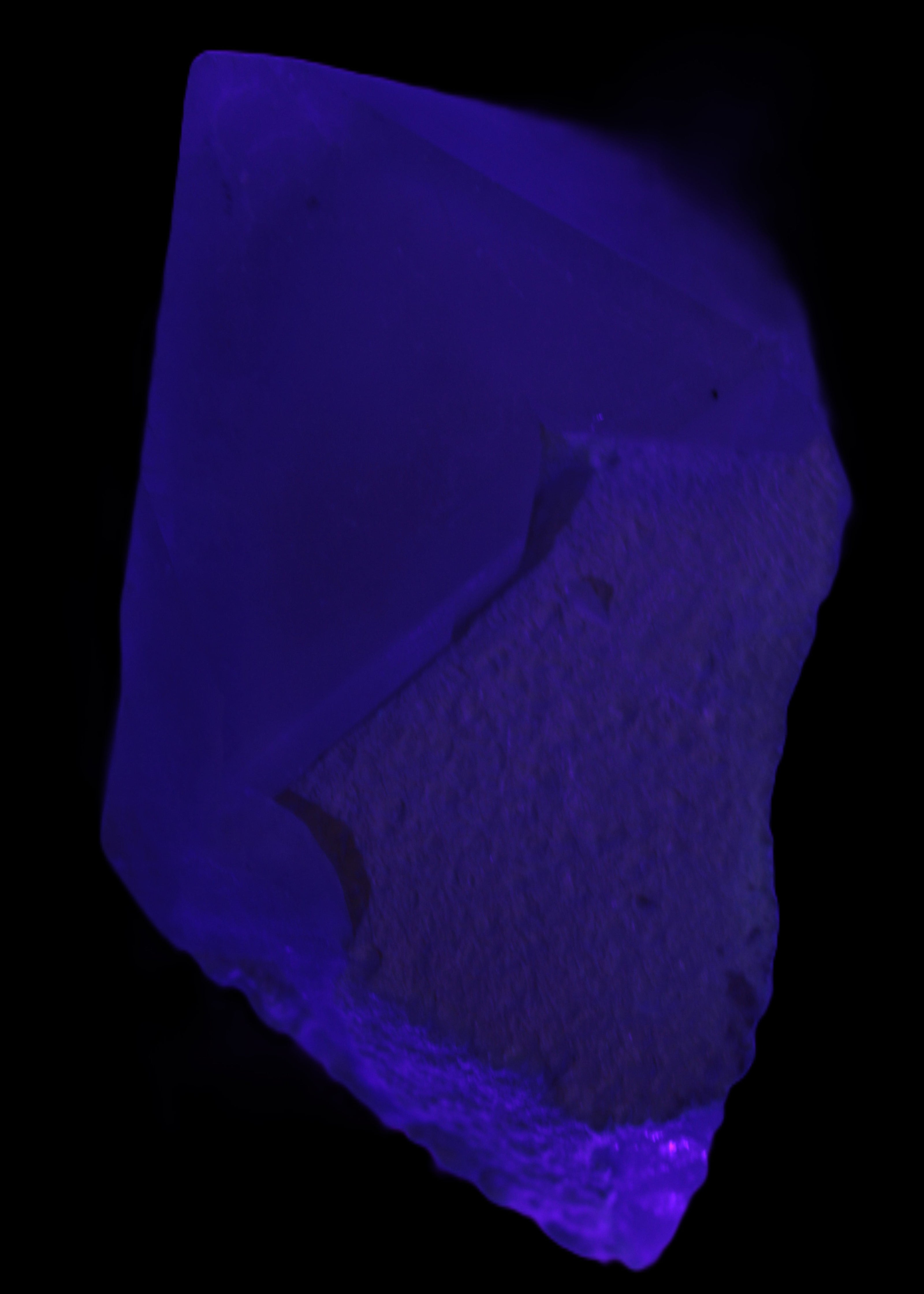 Green Tourmaline crystal on unusual Clear Calcite crystal overgrown dusted Mica layer 144g in UV light - Rocks and Things Store