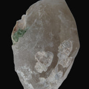 Green Tourmaline crystal on unusual Clear Calcite crystal overgrown dusted Mica layer 144g in sunlight - Rocks and Things Store