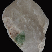 Green Tourmaline crystal on unusual Clear Calcite crystal overgrown dusted Mica layer 144g in sunlight - Rocks and Things Store