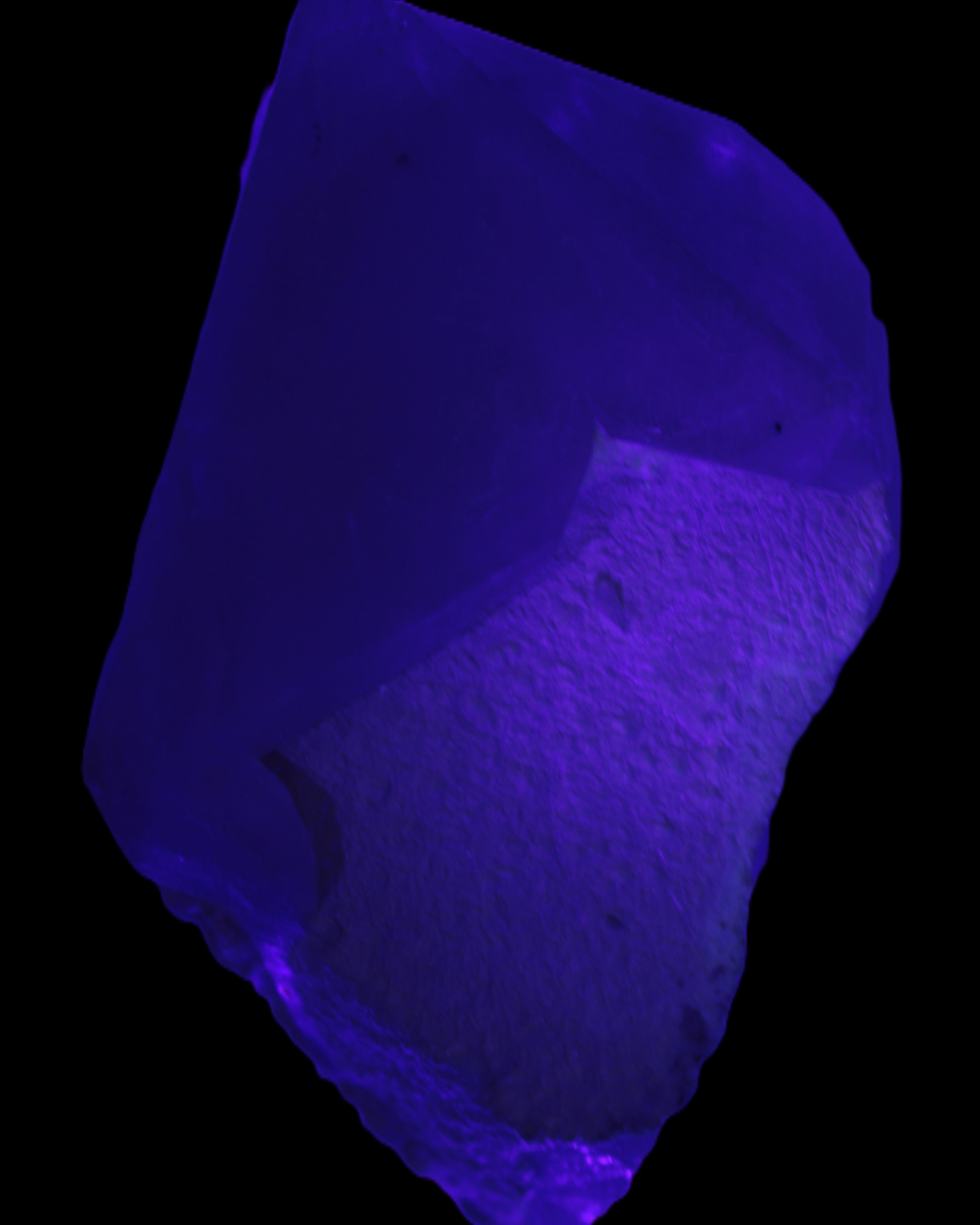 Green Tourmaline crystal on unusual Clear Calcite crystal overgrown dusted Mica layer 144g in UV light - Rocks and Things Store