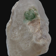Green Tourmaline crystal on unusual Clear Calcite crystal overgrown dusted Mica layer 144g in sunlight - Rocks and Things Store