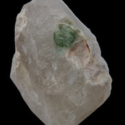 Green Tourmaline crystal on unusual Clear Calcite crystal overgrown dusted Mica layer 144g in sunlight - Rocks and Things Store