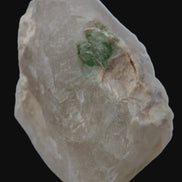 Green Tourmaline crystal on unusual Clear Calcite crystal overgrown dusted Mica layer 144g in sunlight - Rocks and Things Store