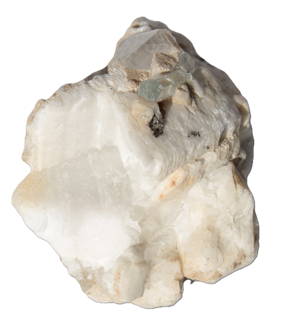 Amphitheatre Feldspar matrix with Mica holding Aquamarine & Quartz crystals 325ct 65g - Rocks and Things Store