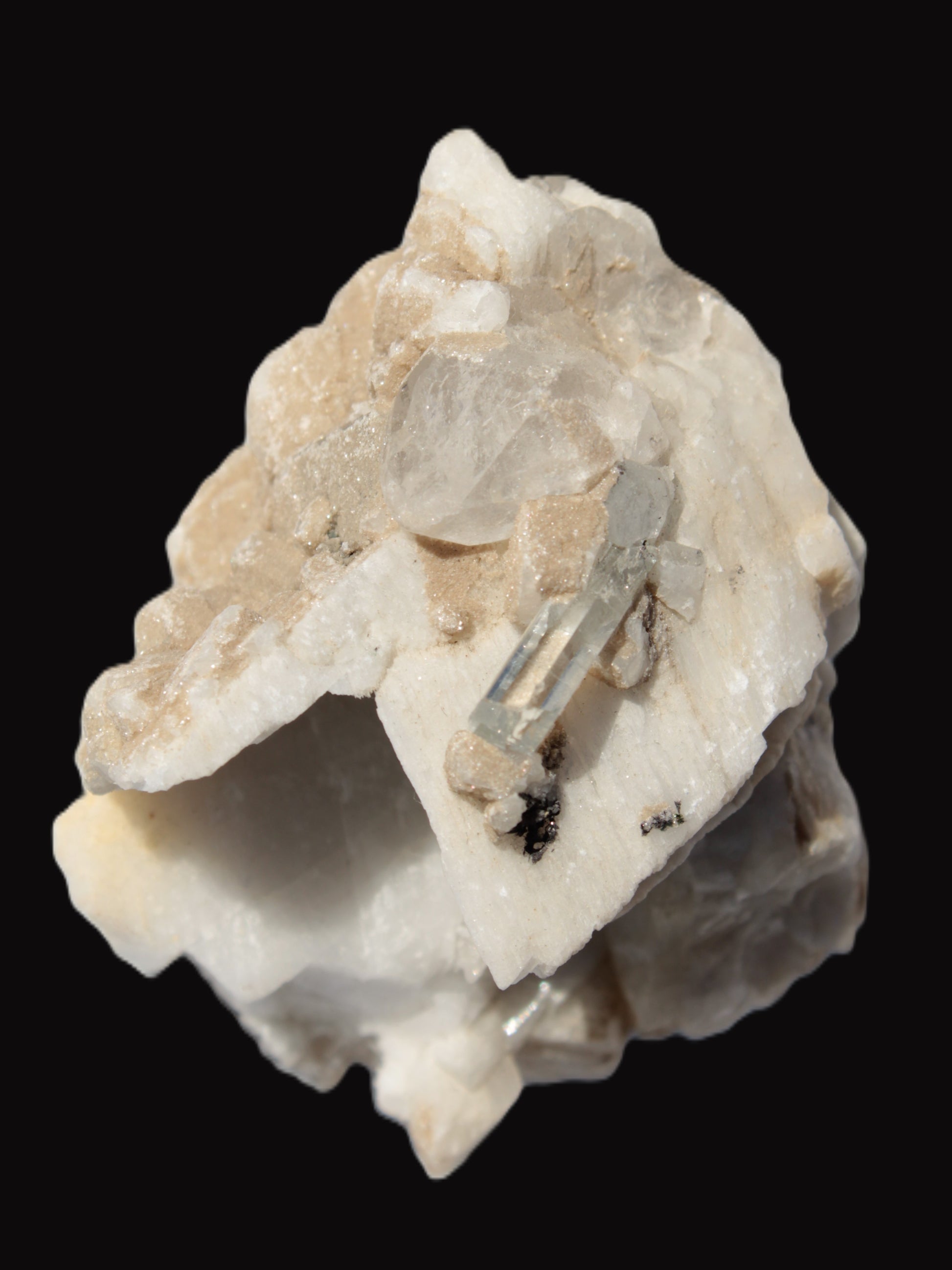 Amphitheatre Feldspar matrix with Mica holding Aquamarine & Quartz crystals 325ct 65g Rocks and Things