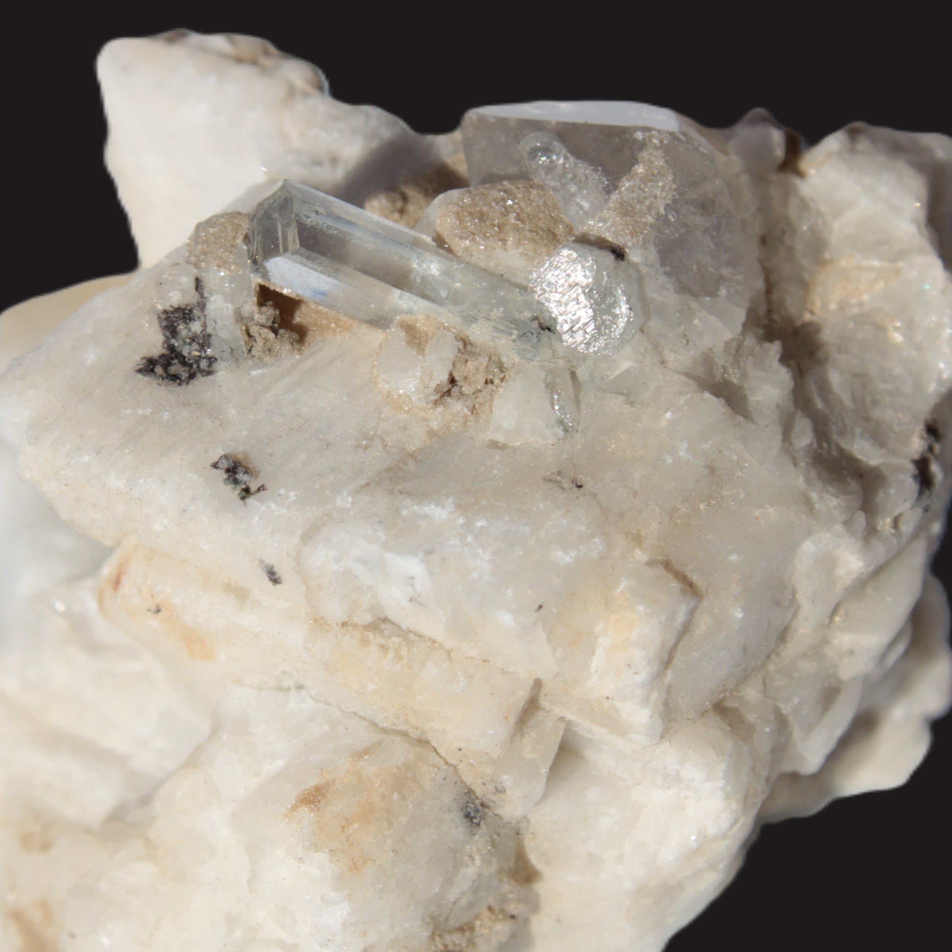 Amphitheatre Feldspar matrix with Mica holding Aquamarine & Quartz crystals 325ct 65g Rocks and Things