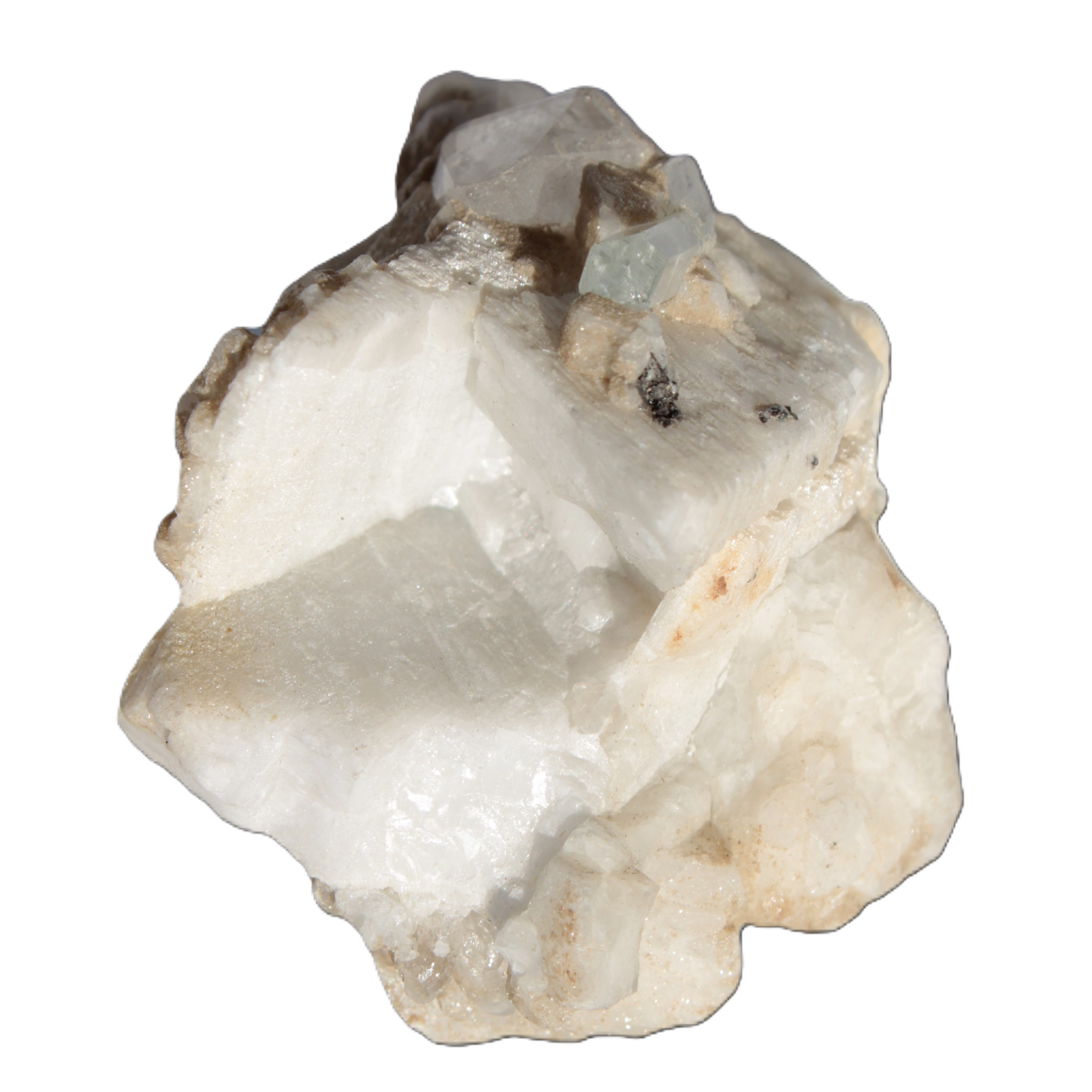 Amphitheatre Feldspar matrix with Mica holding Aquamarine & Quartz crystals 325ct 65g - Rocks and Things Store