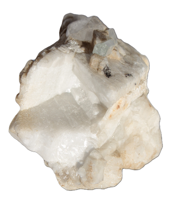Amphitheatre Feldspar matrix with Mica holding Aquamarine & Quartz crystals 325ct 65g - Rocks and Things Store