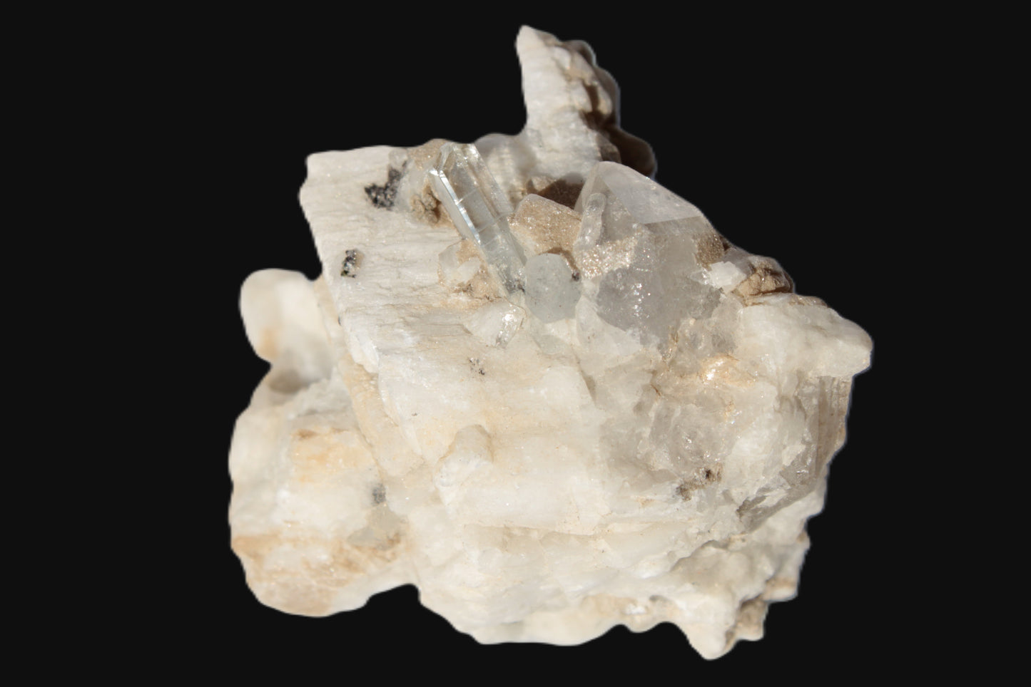 Amphitheatre Feldspar matrix with Mica and Clear Aquamarine and Quartz crystals 325ct 65g Rocks and Things