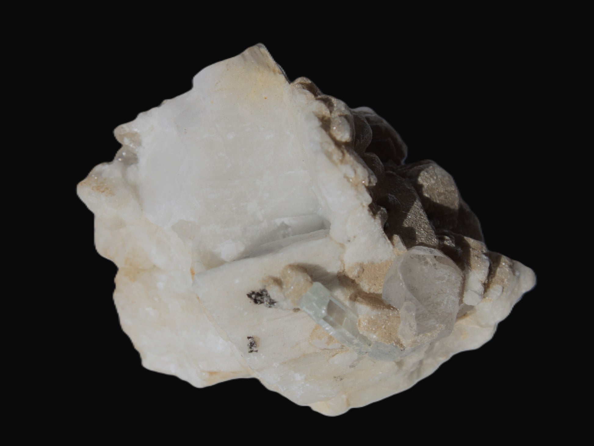 Amphitheatre Feldspar matrix with Mica and Clear Aquamarine and Quartz crystals 325ct 65g Rocks and Things