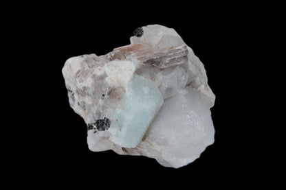 Aquamarine crystal with Lepidolote & Tourmaline crystals on matrix 159.8ct  31.9g Rocks and Things