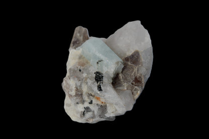 Aquamarine crystal with Lepidolote & Tourmaline crystals on matrix 159.8ct  31.9g Rocks and Things