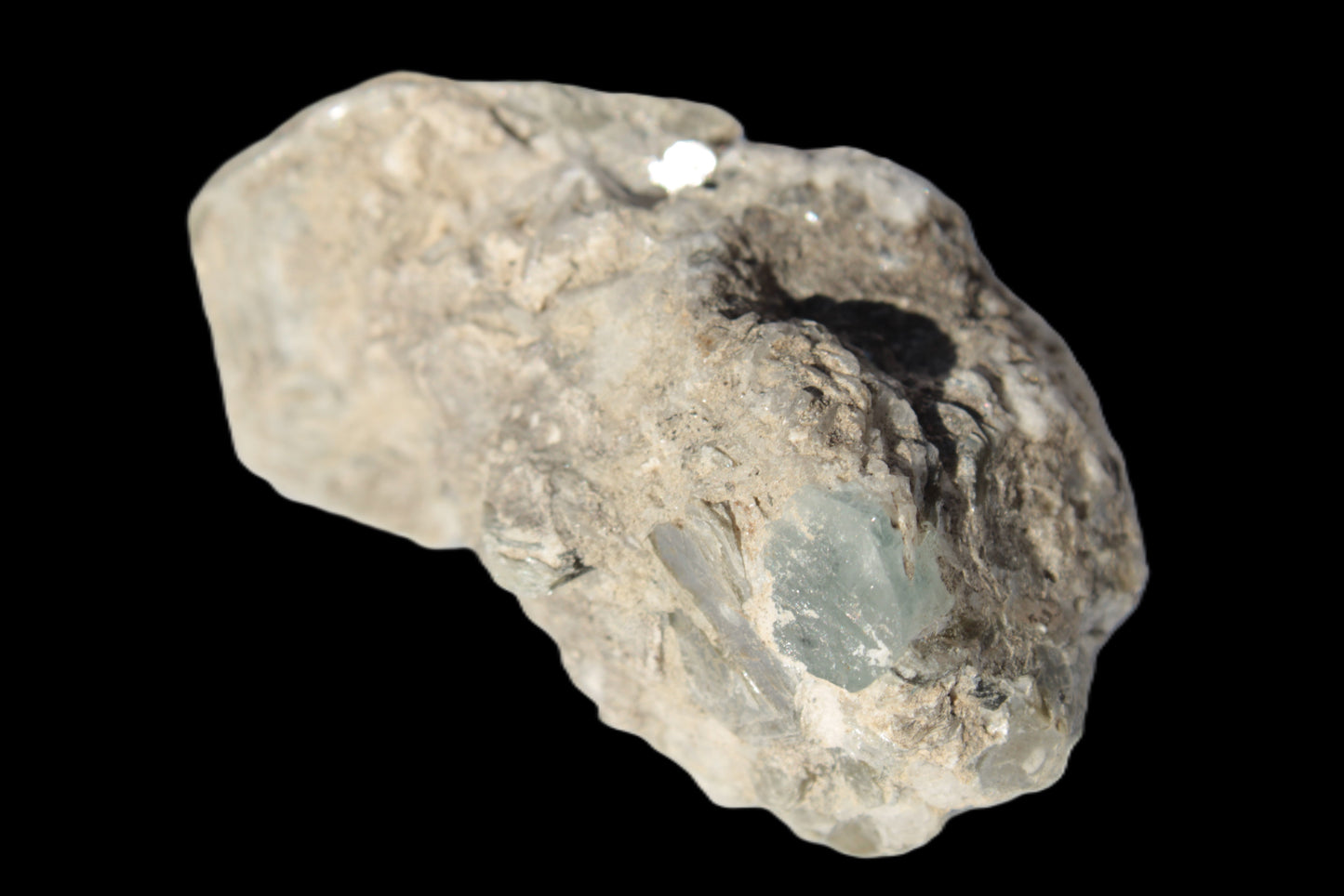 Small Aquamarine crystal on Lepidolote matrix 194.7ct  38.9g Rocks and Things