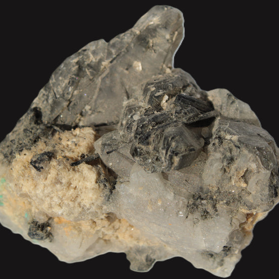 Elestial Smoky & Clear Quartz crystals with Calcite & Elbaite from Afghanistan 496.5ct 99.3g Rocks and Things