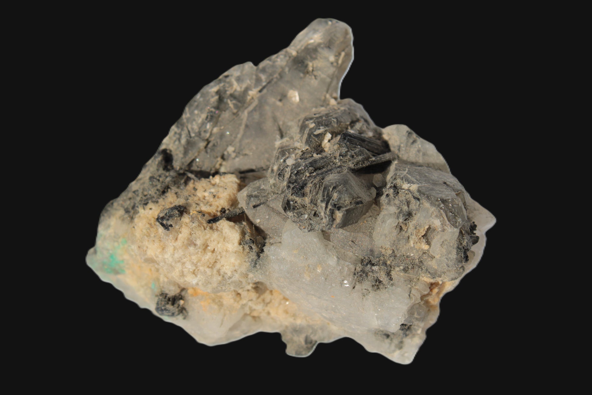 Elestial Smoky & Clear Quartz crystals with Calcite & Elbaite from Afghanistan 496.5ct 99.3g Rocks and Things