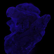 Elestial Smoky & Clear Quartz crystals with Calcite & Elbaite 99.3g in UV light