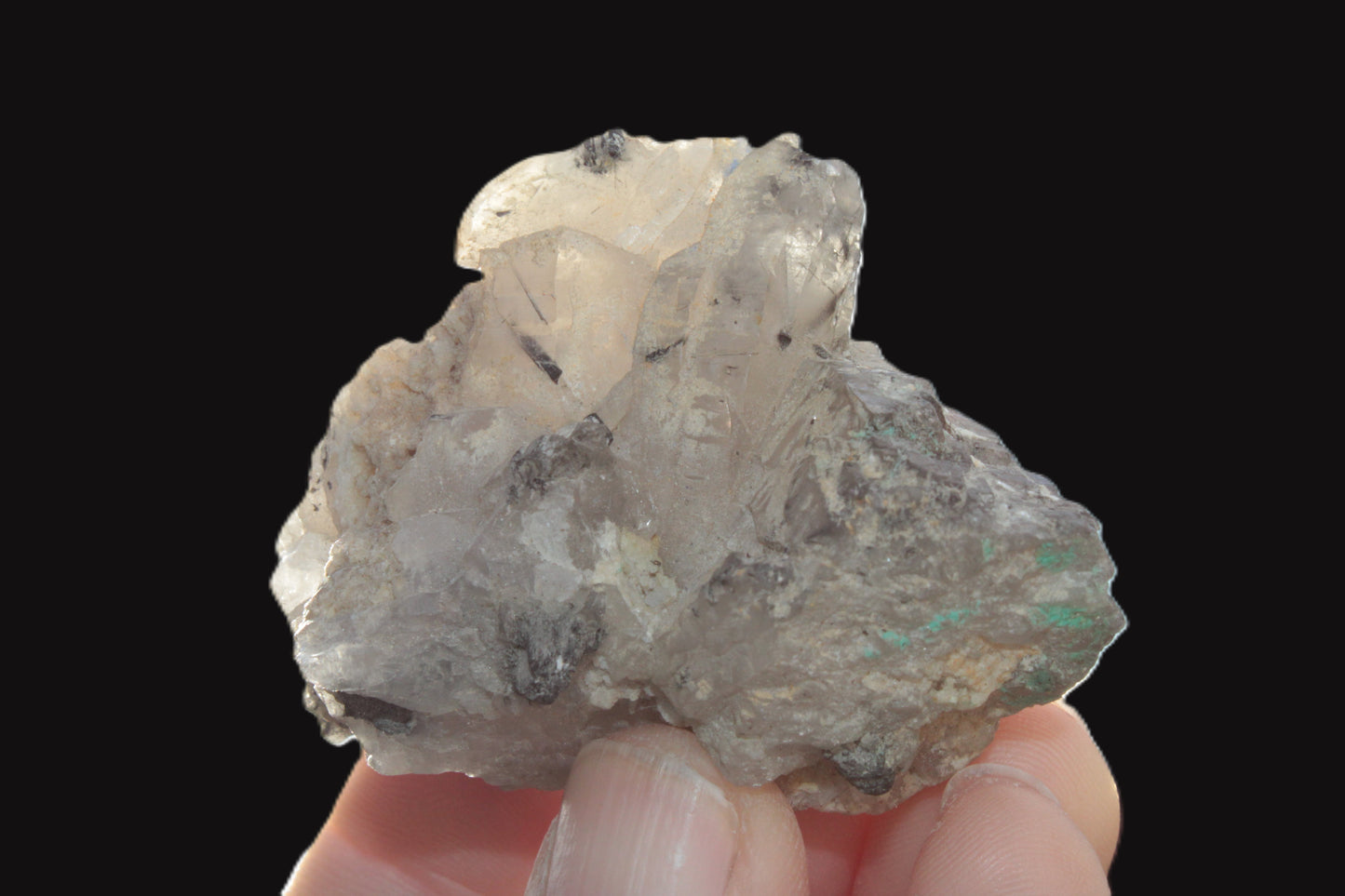 Elestial Smoky & Clear Quartz crystals with Calcite & Elbaite from Afghanistan 496.5ct 99.3g Rocks and Things