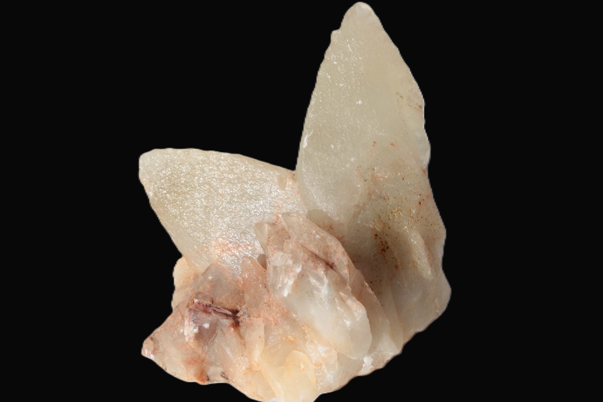 Dog-tooth Calcite cystals on cubic Purple Fluorite cluster 470.9ct  94.1g Rocks and Things