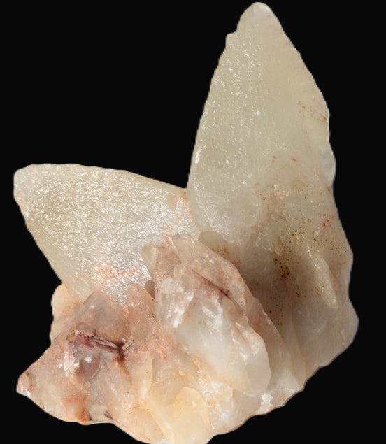 Dog-tooth Calcite cystals on cubic Purple Fluorite cluster 470.9ct  94.1g Rocks and Things