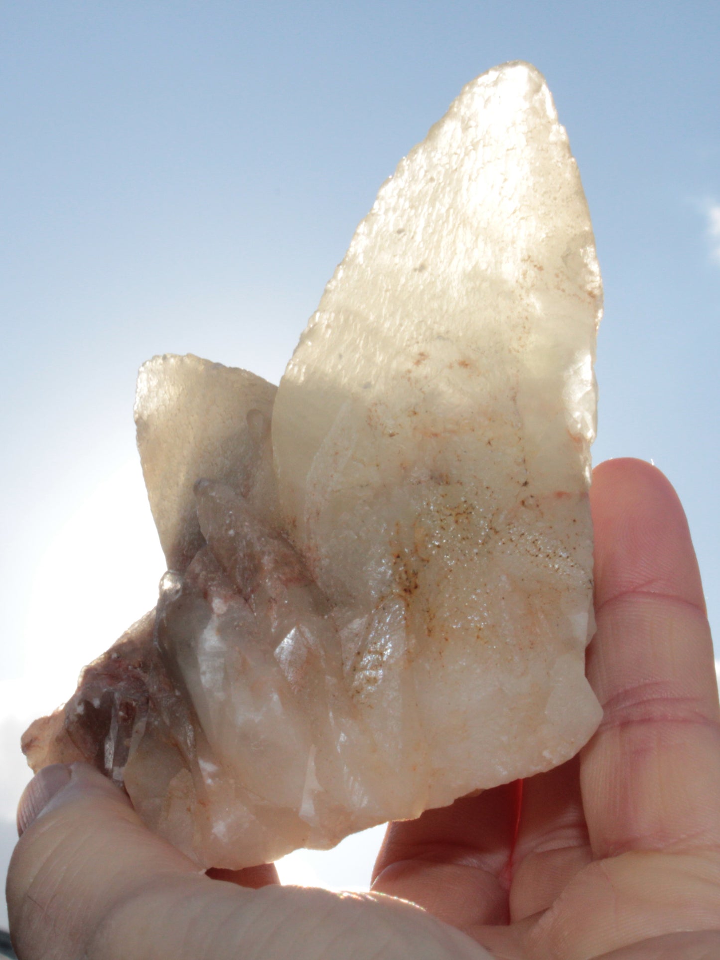 Dog-tooth Calcite cystals on cubic Purple Fluorite cluster 470.9ct  94.1g Rocks and Things