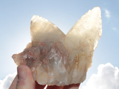 Dog-tooth Calcite cystals on cubic Purple Fluorite cluster 470.9ct  94.1g Rocks and Things