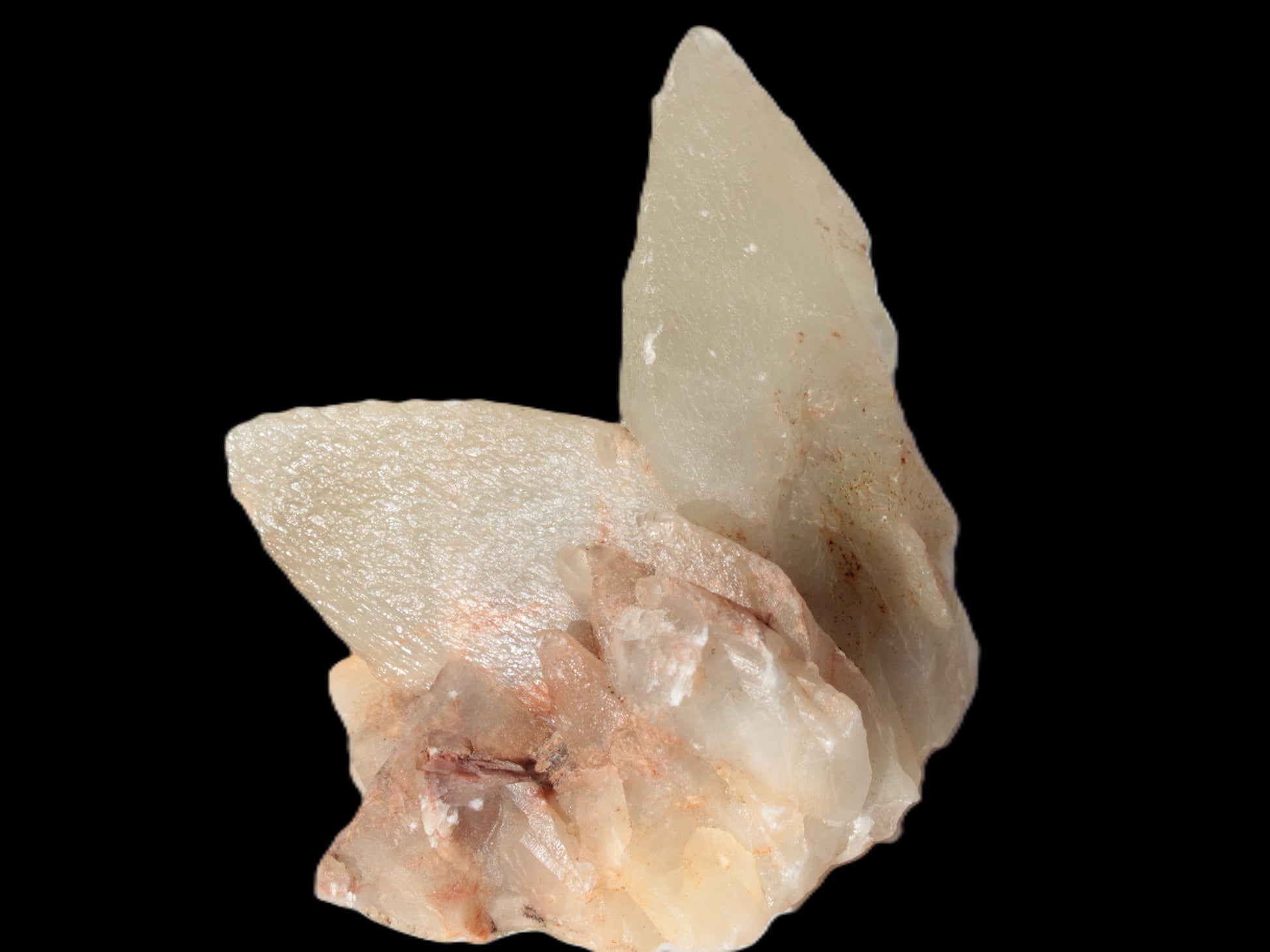 Dog-tooth Calcite cystals on cubic Purple Fluorite cluster 470.9ct  94.1g Rocks and Things