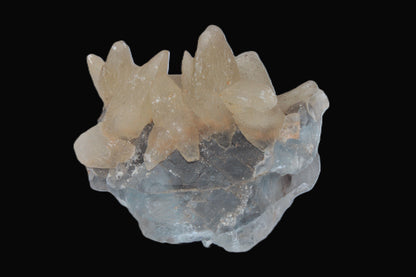 Dog-tooth Calcite cystals on cubic Blue Fluorite cluster 277ct  55.4g Rocks and Things