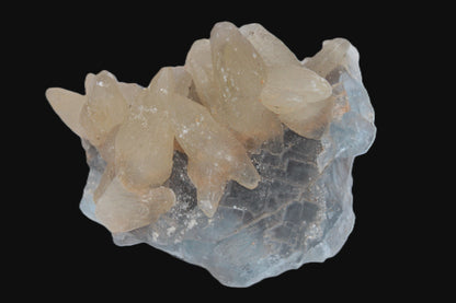 Dog-tooth Calcite cystals on cubic Blue Fluorite cluster 277ct  55.4g Rocks and Things